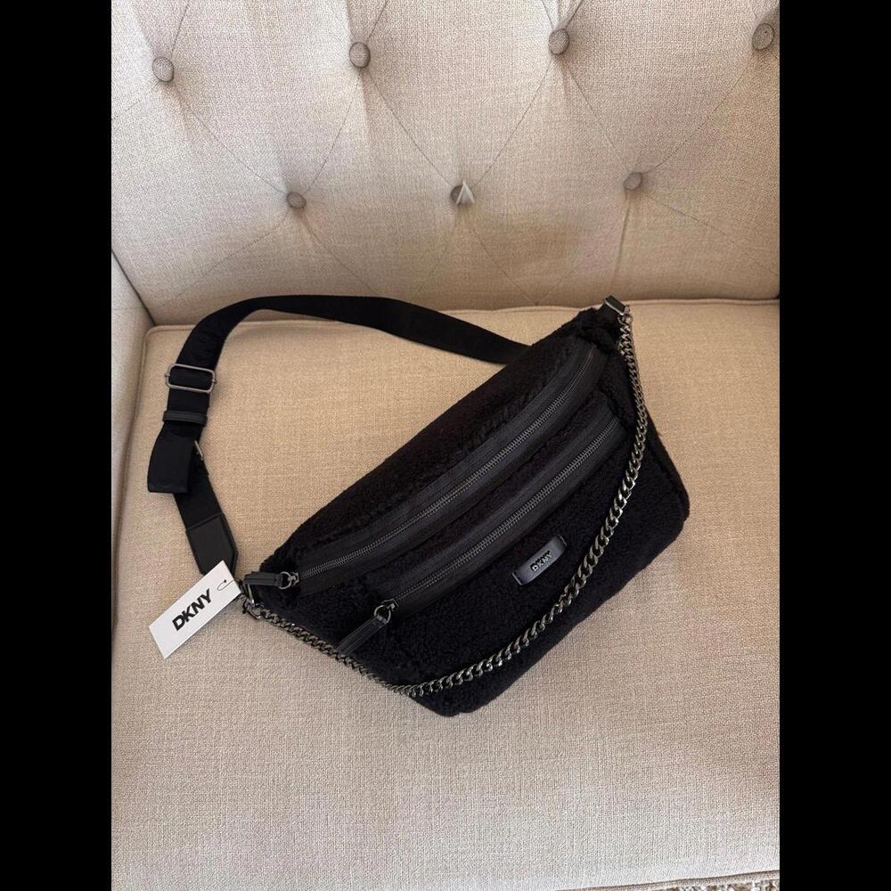 Authentic DKNY sherpa sling bag. So chic!
